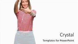  Presentation with teal music watermark - Cool new PPT theme with young beautiful woman listening music backdrop and a white colored foreground