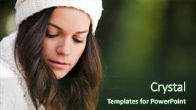  Presentation with fall down - PPT theme consisting of young beautiful woman looking down background and a tawny brown colored foreground