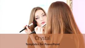  Presentation with mirror - Colorful presentation theme enhanced with young-beautiful-woman-making-make backdrop and a coral colored foreground