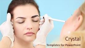  Presentation with salon - Presentation enhanced with young beautiful woman making permanent background and a lemonade colored foreground