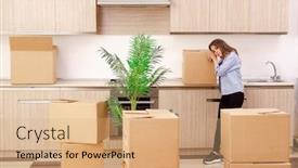  Presentation with moving - Colorful PPT theme enhanced with young-beautiful-woman-moving backdrop and a coral colored foreground