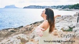  Presentation with breathing - Audience pleasing presentation design consisting of young-beautiful-woman-on-back backdrop and a mint green colored foreground