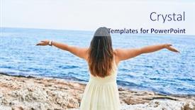  Presentation with breathing - PPT theme having young-beautiful-woman-on-back background and a sky blue colored foreground