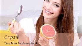  Presentation with bed - Colorful slide set enhanced with young-beautiful-woman-on-bed backdrop and a coral colored foreground