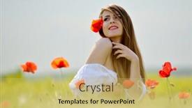  Presentation with poppies - Cool new slide set with young beautiful woman on cereal field with poppies in summer sunny day backdrop and a yellow colored foreground