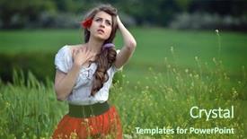  Presentation with poppies - Slide set consisting of young beautiful woman on cereal field with poppies in summer sunny day background and a tawny brown colored foreground