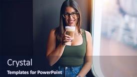  Presentation with cruise ship - Presentation theme with young-beautiful-woman-on-vacation background and a navy blue colored foreground