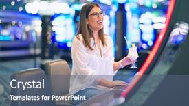 Presentation with slot machine - Presentation theme having young-beautiful-woman-on-vacation background and a ocean colored foreground