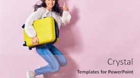  Presentation with wearing a surgical face mask - Presentation design with young-beautiful-woman-on-vacation background and a lemonade colored foreground