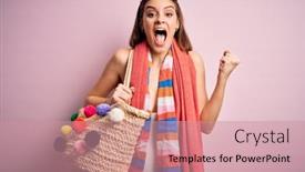  Presentation with beach bag - Theme with young-beautiful-woman-on-vacation background and a coral colored foreground