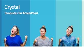  Presentation with beautiful midnight sun over - Beautiful slide deck featuring young beautiful woman over blue backdrop and a  colored foreground