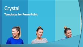  Presentation with beautiful midnight sun over - Cool new PPT layouts with young beautiful woman over blue backdrop and a  colored foreground