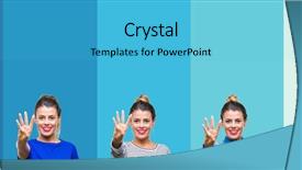  Presentation with four seasons in collage - Slide deck enhanced with young beautiful woman over blue background and a teal colored foreground