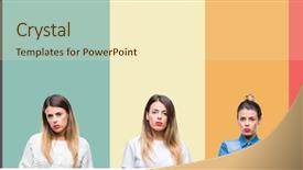  Presentation with collage - Cool new PPT theme with young beautiful woman over colorful backdrop and a  colored foreground