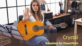  Presentation with music classic - Presentation having young-beautiful-woman-playing-classic background and a  colored foreground