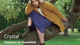  Presentation with glamour - Theme enhanced with young beautiful woman posing on a tree glamour fashion portrait autumn park background and a tawny brown colored foreground