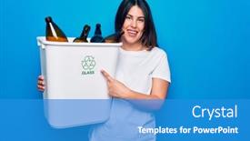  Presentation with recycling - Amazing presentation design having young-beautiful-woman-recycling-glass backdrop and a teal colored foreground