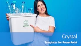  Presentation with plastic recycling - Theme featuring young-beautiful-woman-recycling-plastic background and a teal colored foreground