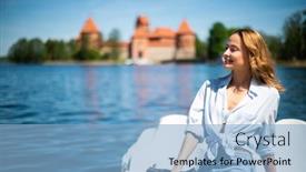  Presentation with castle purple - Slides enhanced with young-beautiful-woman-relazing background and a  colored foreground