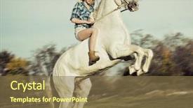  Presentation with horse riding - Colorful presentation design enhanced with young beautiful woman riding horse backdrop and a tawny brown colored foreground