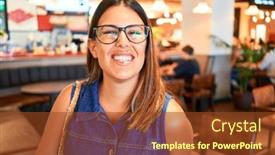  Presentation with airport - Presentation theme enhanced with young-beautiful-woman-sitting background and a tawny brown colored foreground