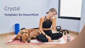  Presentation with yoga for stress management - Presentation design with young-beautiful-woman-sitting background and a sky blue colored foreground