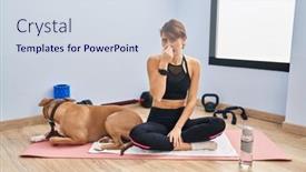  Presentation with breath - PPT layouts enhanced with young-beautiful-woman-sitting background and a sky blue colored foreground