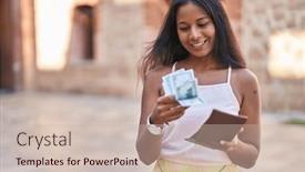  Presentation with counting - PPT layouts consisting of young-beautiful-woman-smiling-confident background and a soft green colored foreground