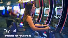  Presentation with slot machine - Audience pleasing presentation consisting of young-beautiful-woman-smiling-happy backdrop and a ocean colored foreground