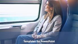  Presentation with confident - Theme enhanced with young-beautiful-woman-smiling-happy background and a ocean colored foreground