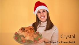  Presentation with thanksgiving - Slide set featuring young-beautiful-woman-smiling-proud background and a coral colored foreground