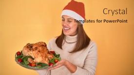  Presentation with thanksgiving - Theme having young-beautiful-woman-smiling-proud background and a yellow colored foreground