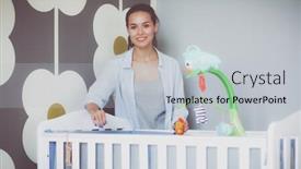 Presentation with young children - Presentation theme enhanced with young-beautiful-woman-standing-near background and a lemonade colored foreground