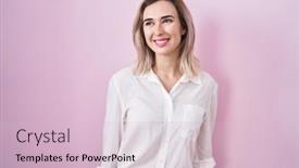  Presentation with thinking - PPT layouts featuring young-beautiful-woman-standing-over background and a  colored foreground