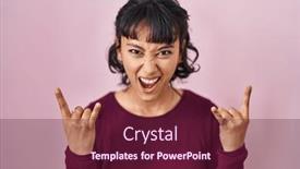  Presentation with rock music - Slide deck having young-beautiful-woman-standing-over background and a tawny brown colored foreground