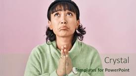  Presentation with hope - Slide set featuring young-beautiful-woman-standing-over background and a  colored foreground