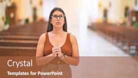  Presentation with praying hands - Slide deck featuring young-beautiful-woman-standing background and a red colored foreground