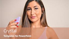  Presentation with beauty makeup - Presentation featuring young-beautiful-woman-using-beauty background and a coral colored foreground