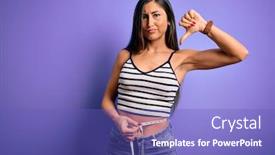 Presentation with slim body - Beautiful presentation design featuring young-beautiful-woman-using-measure backdrop and a violet colored foreground