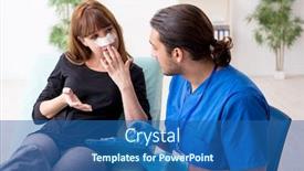  Presentation with plastic surgery - PPT theme consisting of young-beautiful-woman-visiting-doctor background and a ocean colored foreground