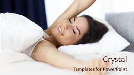  Presentation with young woman diagnosis of sti - Presentation enhanced with young beautiful woman waking up background and a lemonade colored foreground