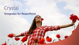  Presentation with beautiful young girl red - Amazing presentation theme having young-beautiful-woman-walking backdrop and a sky blue colored foreground