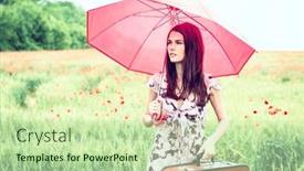  Presentation with beautiful young girl red - Presentation having young-beautiful-woman-walking background and a mint green colored foreground