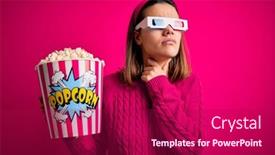  Presentation with sore throat - Presentation design with young-beautiful-woman-watching-movie background and a violet colored foreground