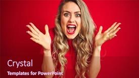  Presentation with basic - Beautiful slide deck featuring young beautiful woman wearing basic t-shirt standing over red isolated background celebrating crazy and amazed for success with arms raised and open eyes screaming excited winner concept backdrop and a wine colored foreground