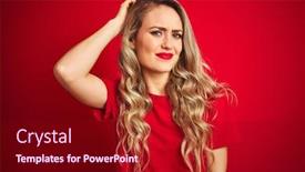  Presentation with basic - Presentation design with young beautiful woman wearing basic t-shirt standing over red isolated background confuse and wonder about question uncertain with doubt thinking with hand on head pensive concept background and a crimson colored foreground
