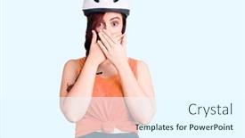  Presentation with secret - Colorful presentation design enhanced with young-beautiful-woman-wearing-bike backdrop and a white colored foreground