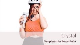  Presentation with water bottle - Colorful slide deck enhanced with young-beautiful-woman-wearing-bike backdrop and a sky blue colored foreground