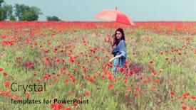  Presentation with beautiful young girl red - Presentation with young-beautiful-woman-wearing-blue background and a coral colored foreground