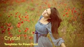  Presentation with poppy - Presentation design having young-beautiful-woman-wearing-blue background and a tawny brown colored foreground